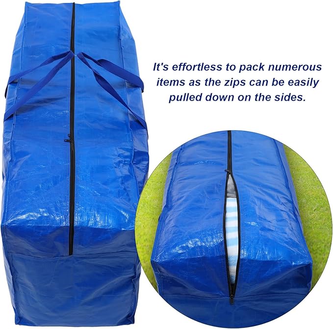 4 Pcs 66 Gallon Extra Large Moving Bags Heavy Duty Storage Bag with Strong Zipper Handle Foldable XXL Jumbo Storage Tote Packing Moving Box for College Dorm Travel Cloth Duffle (Blue)