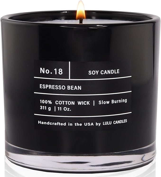 Lulu Candles | Espresso Bean | Luxury Scented Soy Jar Candle | Hand Poured in The USA | Highly Scented & Long Lasting,11 Oz.