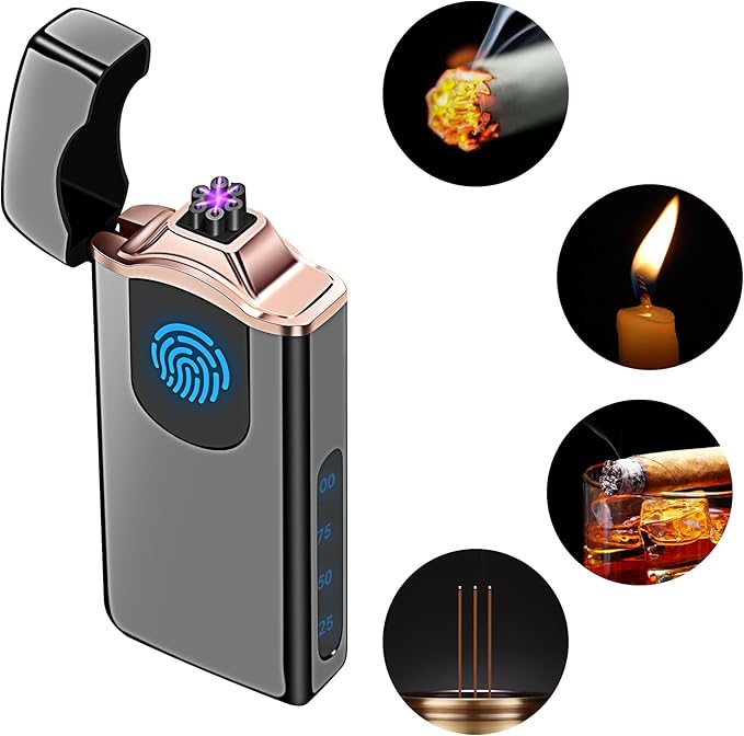 Triple Arc Plasma Lighter 500 mAh Battery USB Rechargeable Windproof Cool Lighter (Black)