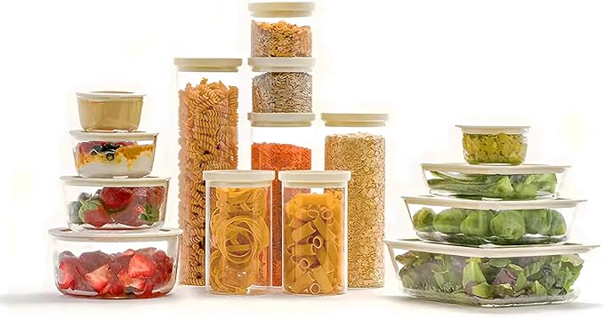 Urban Green Glass Food Container Set with Glass Lid, 3 Pack, Food Storage Containers Set, Airtight, LeakProof, 100% Plastic Free, Meal Prep Containers (White Color)