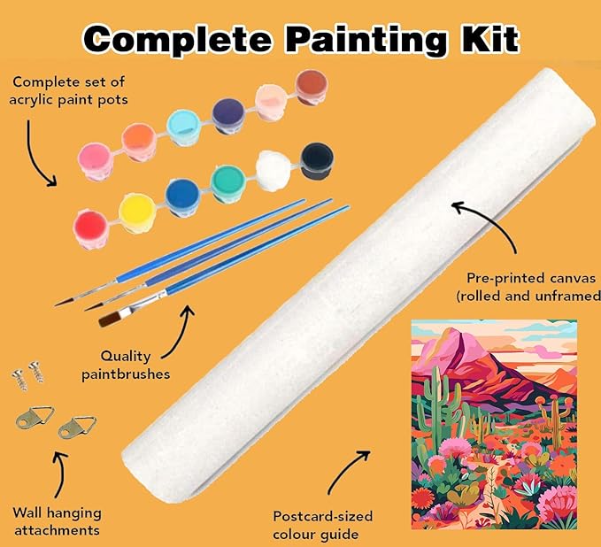Meothan Cactus Flowers Paint by Numbers Kits for Adults Beginners-Desert Cactus Paint by Number for Adults, Easy Canvas Paint by Numbers for Home Wall Decor and Gifts 16X20 inch