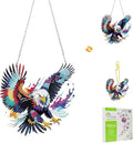 Masendp Eagle Diamond Painting Hanging Ornament Kit, DIY Special Shaped Rhinestone Window Hanging Kit, Suitable for Home and Garden Wall Decoration Gifts