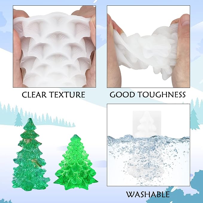 2 Pcs 3D Christmas Tree Shape Resin Casting Silicone Mold for DIY Xmas Decoration Aromatherapy Candles Wax Plaster Polymer Clay