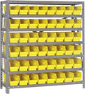 Quantum Storage Systems 1239-101YL Steel Shelving Unit with 4" Shelf Bins, 12" D x 36" W x 39" H, Yellow