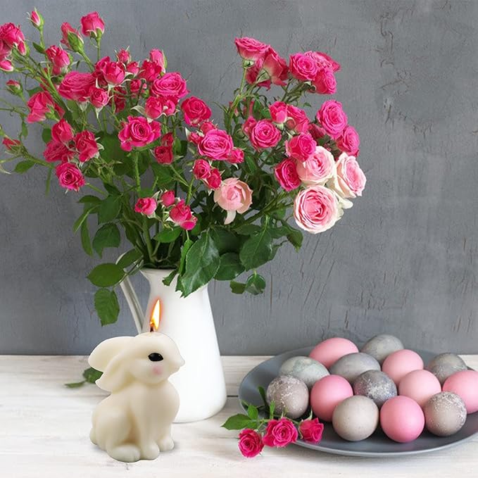 ZAKVOOR 3D Rabbit Candle Silicone Molds Easter Bunny Resin Casting Mould for DIY Candle Making Polymer Clay Craft Plaster Home Decoration