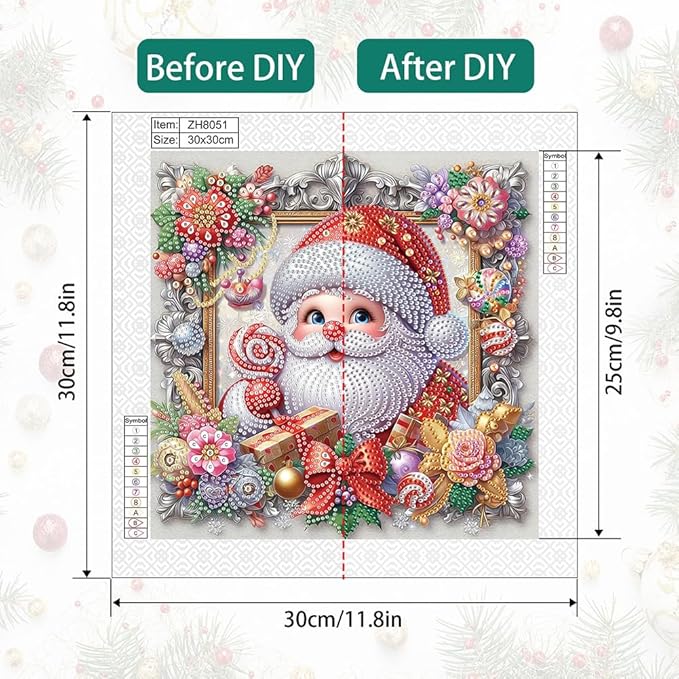 5D Santa Claus Special Shape Diamond Art Kits for Beginners, Christmas Winter Theme Diamonds Painting Kits for Adults,DIY Crystal Rhinestones Diamond Paintings for Home Wall Decor 12×12Inch