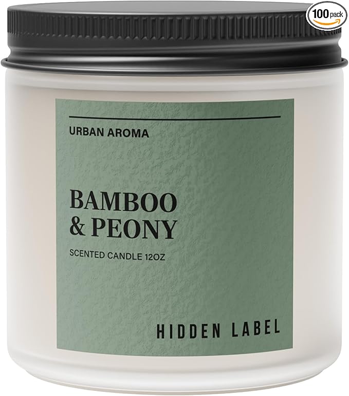 Bamboo & Peony Scented Candle,|12oz Natural Soy Candle, 70-Hour Clean Burning, Japandi Home Décor, Mindful Aromatherapy for Focus & Relaxation, Elegant Gift for Housewarming