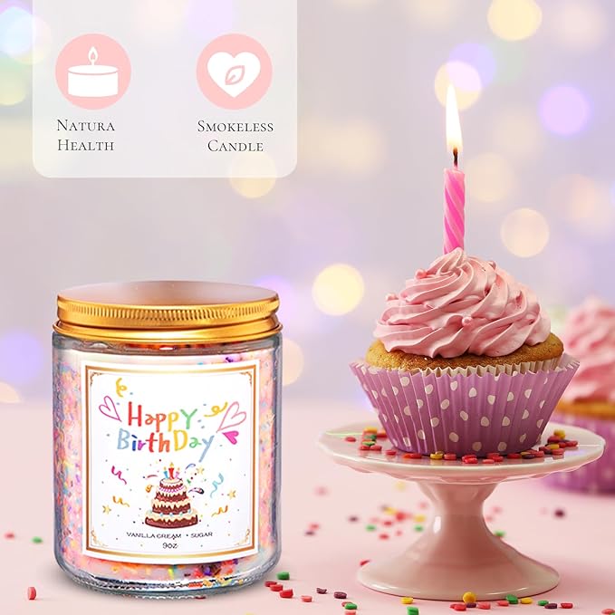 Luxury Scented Candles Gift Set-100% Natural Soy Wax, 50H Clean Burn, Hand-Poured, Relaxing Aromatherapy for Home, Bedroom, Yoga &Spa,9oz, Birthday Candles（Vanilla Cream Sugar）