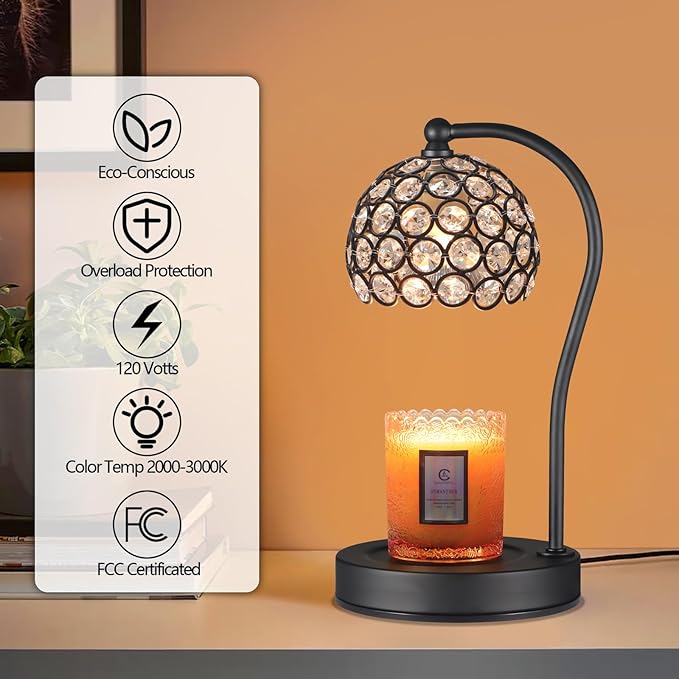 Dimmable Electric Candle Warmer Lamp with Timer Home Decor Wax Melts Warmer for Jar Scented Candles Mother's Day Thanksgiving Christmas Day Gift for Women with 2 Bulbs