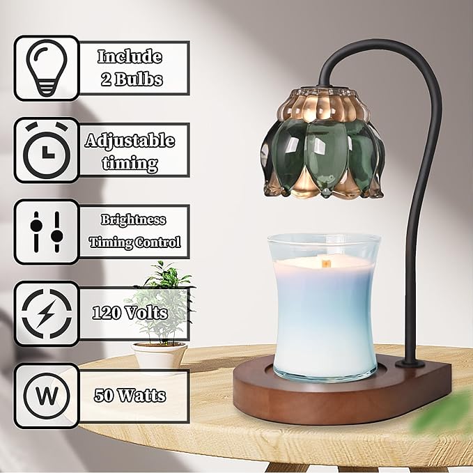 PPZHAVG Candle Warmer Lamp Birthday Gifts for Women Mom, Mothers Day Gifts, Compatible with All Jar Candles, Wax Melt for Candle Home Decor, Modern Farmhouse Decor, Candle Warmer Timer DarkGreen