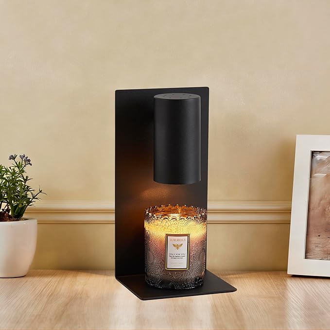Black L-Shape Candle Warmer Lamp with Timer Dimmable, New Home Decor for Bedroom, Office, Modern Living Room, Christmas Birthday New Year Gift for Women Man