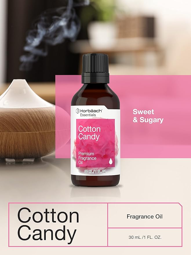 Horbäach Cotton Candy Fragrance Oil | 1 fl oz (30ml) | Premium Grade | for Diffusers, Candle and Soap Making, Aroma Spray, DIY Projects & More