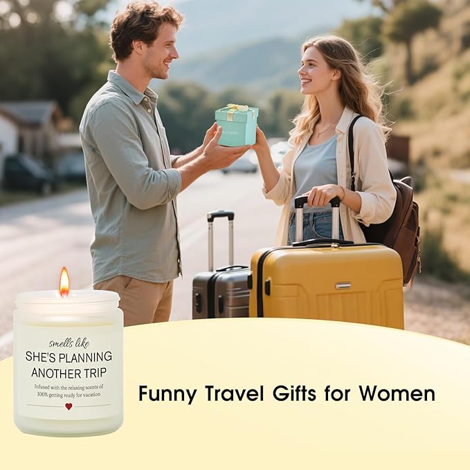 Kosmickiss Best Travel Gifts for Women, Lavender Soy Wax, Funny Gift for Travelers Women, Vacation, Travel Gift for Her, Sister, Friends