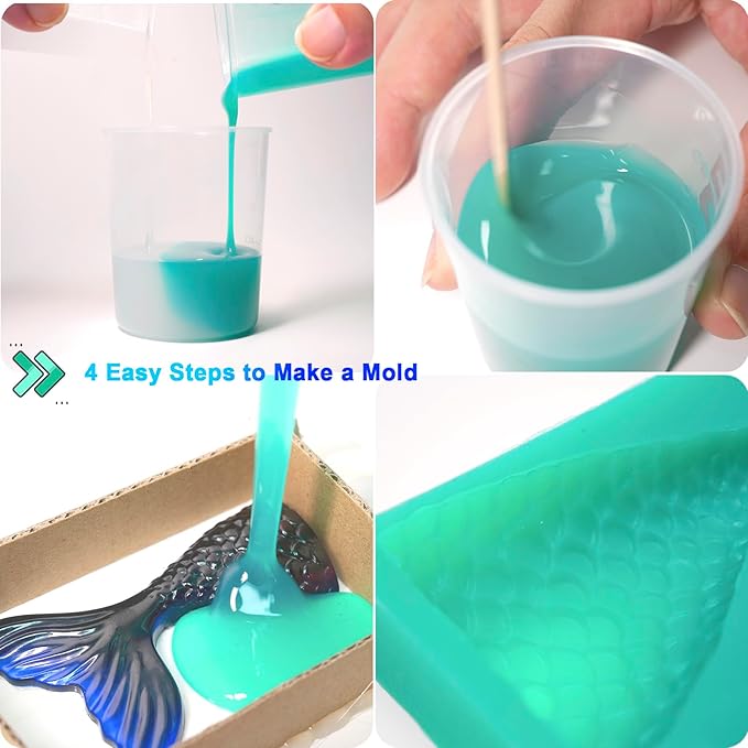 BBDINO Silicone Mold Making Kit, 2.42lb Super Elastic Liquid Silicone for Mold Making, 3h Fast Cure Platinum Molds Making Silicon Rubber for Casting Resin/Silicon/Candle/Soap Molds