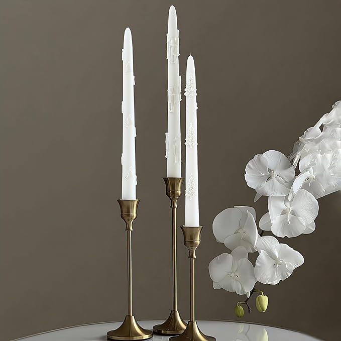 2 PCS Christmas Long Candle Silicone Mold,Pillar Candlestick Candle Mold Christmas Tree and Walnut Soldiers Candle Mold for DIY Handcraft,Gift Wedding Party Home Dinner Festive Days