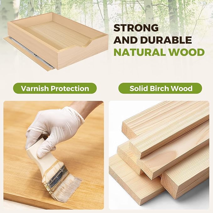 Pull Out Drawers for Cabinet 21.5" W x 23" D x 4.5" H Wood Slide Out Organizer and Storage Kitchen Cabinet Drawers Slide Out Shelves Pull Out Shelves in Kitchen Pantry Bathroom with Soft Close