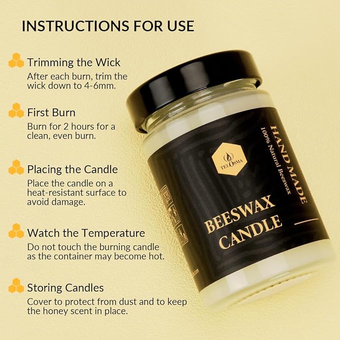 Natural Beeswax Jar Candles ，Organic Emergency Candles in Glass - Smokeless Slow Burnning | 36 Hours Long Burning Time - Off White
