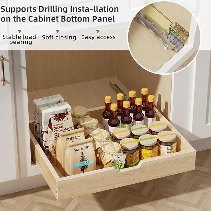 Pull Out Drawers for Cabinets, 28½” W x 21” D Soft Close Slide Out Drawers for Kitchen Cabinets, Cabinet Pull Out Shelves Requires At Least 29.5” Cabinet Opening
