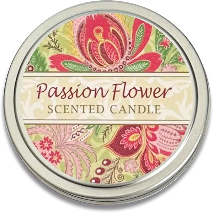 Greenwich Bay Hand-Poured Scented Candle in Decorative Tin – 4 oz/114 g Travel Candle with Lead-Free Wick, Vegetable Wax, Long-Burning Aromatherapy Gift, Single Wick – Made in USA (Passion Flower)