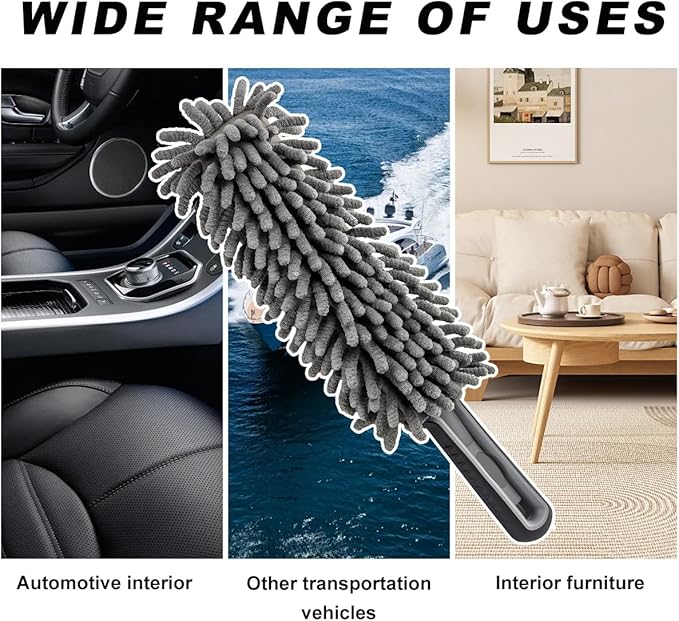 Povtii Car Duster Interior - Lint-Free Microfiber Cleaning With Comfortable Handle, Reusable & Washable for Auto Exterior Interior Home Office, Car Accessories