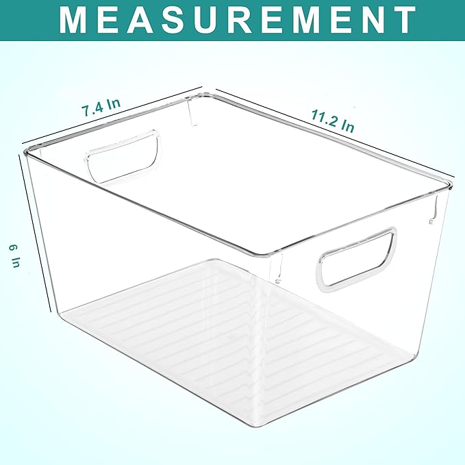 Utopia Kitchen Clear Organizer or Storage Bins - 4 Pack Pantry Organizers and Storage Bins - Large Clear Storage Containers for Organizing Fridge, Kitchen Organization