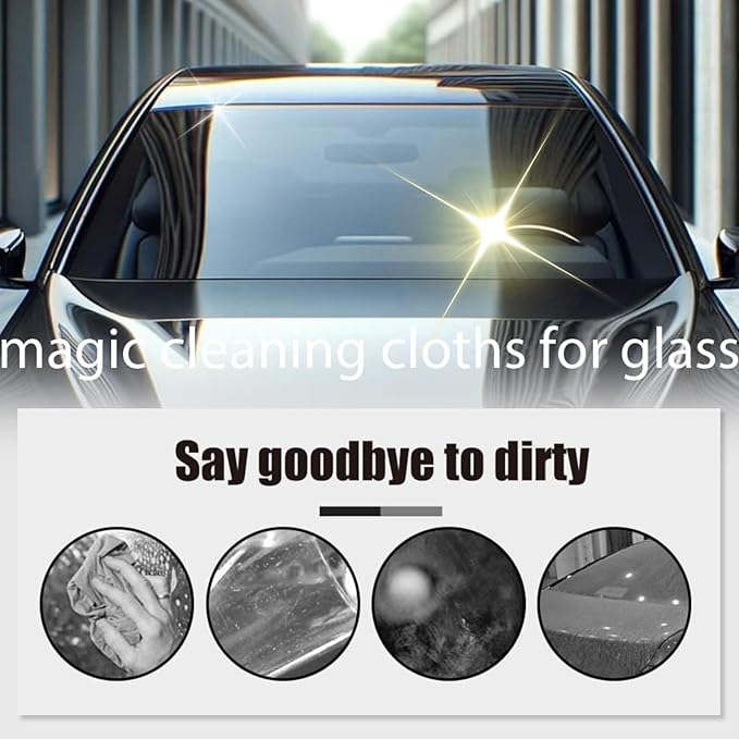 Magic Cleaning Cloth, Microfiber Cleaning Cloth, Reusable, Lint Free, Streak Free, Absorbent & Machine Washable Multipurpose for Cars, Windows, Glass, Mirrors & Kitchen (11.8×11.8in, 5pcs)
