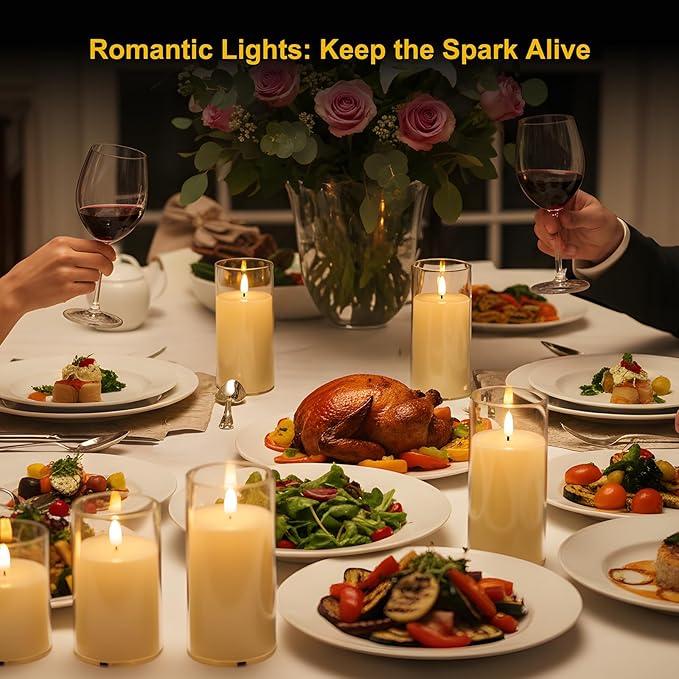 Rechargeable Flameless LED Candles, Flickering Candles, 5pc Pillar Candles for Valentine's Day, Wedding, Centerpiece Table Decorations, Home Decor, Anniversary