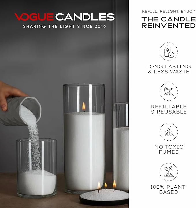 Vogue Candles Red Pearled Candle Sand Wax (5 LB) – Mother’s Day Candle Kit with 400 Cotton Wicks for DIY Home Lighting – Plant-Based & Reusable Wax Granules Refill for Custom Vessels (8 Pack)