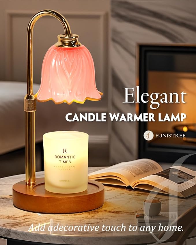 Candle Warmer Lamp, Gold Candle Lamp Warmer with Timer & Dimmer with 2 Bulbs, Birthday Gifts for Women Mom, New Home Bedroom Decor, Height Adjustable