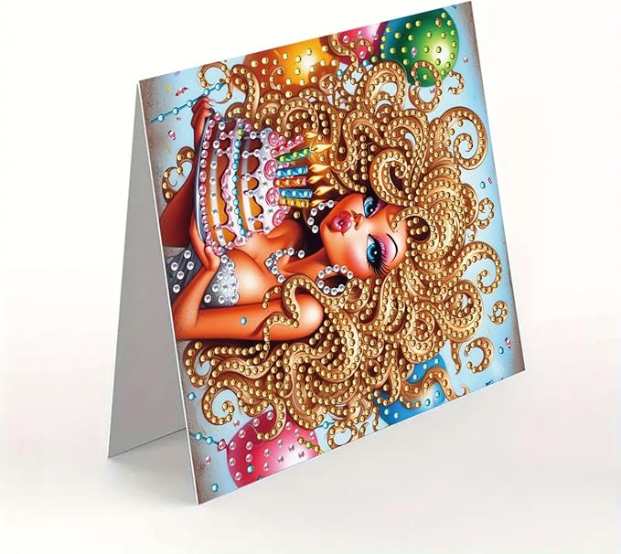 DoxQcs 5D Diamond Art Painting Greeting Cards Kit, DIY Cards for Blessings Congratulations Gifts, Greeting Card Set for Birthday Thanksgiving Day Christmas Halloween-Woman’s Birthday