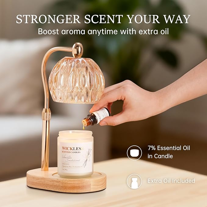 Vanilla Sandalwood Wickless Candle for Candle Warmer Lamp with 10ml Essential Oil for Custom Aroma, Flameless Non-Toxic Soy Scented Candle for Home, Monter's Day or Birthday Gifts for Women & Men