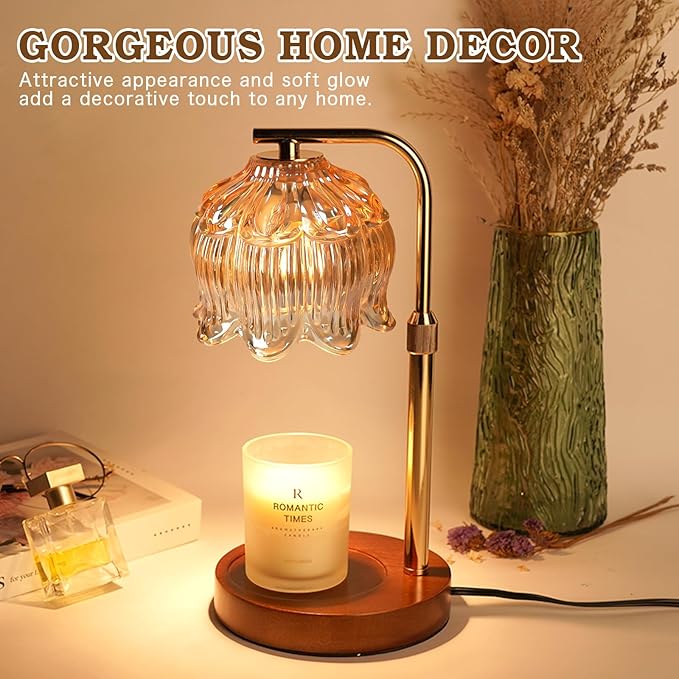 Funistree Candle Warmer Lamp for Yankee Candles, Height Adjustable Candle Heater Lamps with Timer, Christmas Birthday Gifts for Women Mom, House Warming New Home Room Decor, with 2 Bulbs