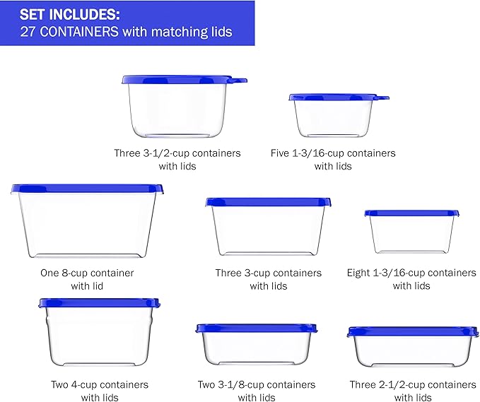 54-Piece Food Storage Containers with Lids - Fridge, Freezer, and Microwave Safe - BPA-Free Food Grade Stain-Resistant Containers by Chef Buddy
