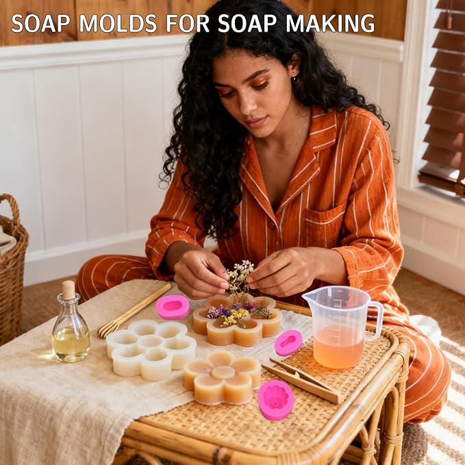 Soap Molds for Soap Making – Reusable Pumpkin, Winter Melon, Gourd Shaped Silicone Mold Kit for Chocolate,DIY Crafts, Candles,Easy Demolding(Set of 7)
