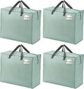 VENO 4 Pack Heavy Duty Moving Bags, Storage Bags, Packing Supplies, Top Zipper, Storage Totes for Camping, Clothes, Bedding, Comforters, Pillows (22 Gallon Light Green, 4 Pack)
