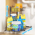 Delamu Under Sink Organizer, Height Adjustable Under Sink Organizers and Storage, Slide Out Under Sink Storage Shelf for Kitchen Bathroom Pantry Cabinet