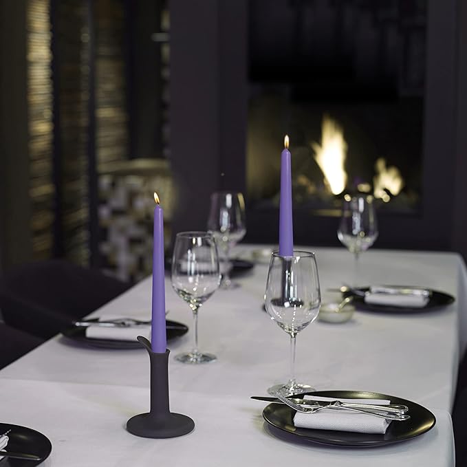 BOLSIUS 10 Inch Purple Taper Candles - 8 Hours Burn Time - Premium European Quality - 10 Pack Unscented Smokeless & Dripless Household Taper Candlesticks - Perfect for Church, Party, & Everyday Use