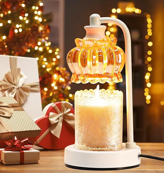 TOFUNTOY Candle Warmer Lamp with Timer, Dimmable Candle Lamp Wax Melt Warmer with 2 Bulbs, Electric Candle Warmer Light for Bedroom Living Room Birthday Christmas Gifts for Women Mom