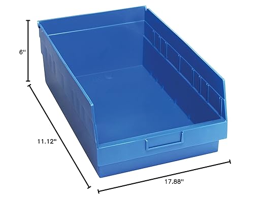 QUANTUM STORAGE SYSTEMS QSB210BL STORE-MORE Part Organizer Blue Bins 18" L x 12" W x 6" H 8 Pack