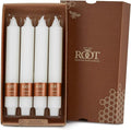 Root Candles 4-Count Unscented Dinner Candles Dripless Beeswax Enhanced Grecian Collenette Boxed Candle Set, 9-Inch, White