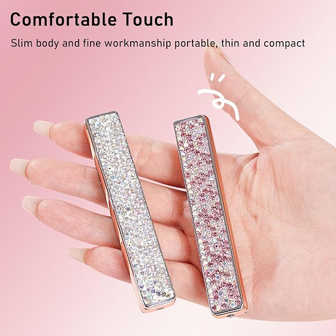 Electric Lighter, Windproof Flameless Bling Lighters - Type-C Rechargeable, Pull-Out Ignition with Thickened Tungsten, Rhinestone Decorative Design, Gift for Women & Girls (Pink)