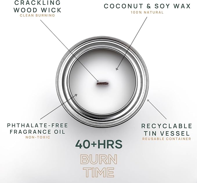Wick & Star Vegan Non-Toxic, Wood Wick, Natural Coconut Soy Wax Aromatherapy Candle, Clean Burning (Palo Santo)