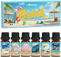 ARVIDSSON Beach Fragrance Oils Set, Summer Essential Oils for Diffuser - Beachy Breeze, Ocean Air, Pina Colada, Pink Sand, Sea Salt, Island Time, Tropical Scented Oil for Home, Candle Making
