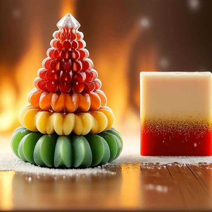 3D Christmas Tree Silicone Candle Soap Epoxy Resin Wax Mold Silicone Shapes Christmas Trees Mold for Candle Resin Soap Craft Cake Chocolate Making Kit Christmas Gift (Origami Christmas Tree)