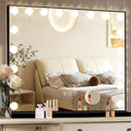 Ratsamee Black Hollywood Vanity Mirror with Lights, 18 Dimmable Bulbs, 3 Color Lights,Make Up Lighted Mirror, Aluminum Metal Frame, USB Charging Port（32" x 24"）