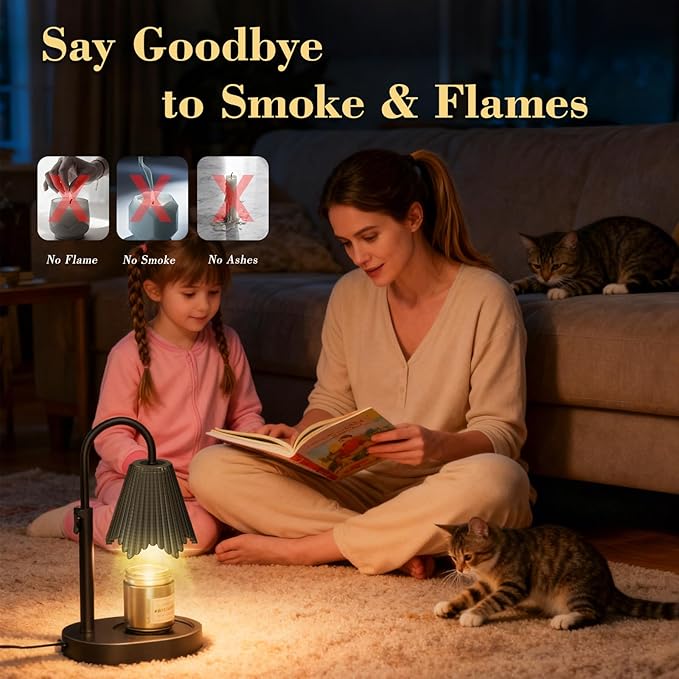 Candle Warmer Lamp with Timer & Dimmable 4-Level Brightness - Adjustable Height,for New Home Bedroom, Gifts for Women (Black2)
