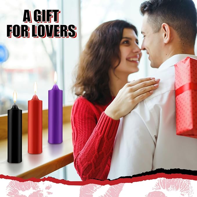 3 Pcs Valentine's Day Large Low Temperature Candles Dripping Decorative Candles for Valentine's Day Gifts Wedding Centerpieces, Romantic Dinner & Home Decor, Low Heat Safety Wax