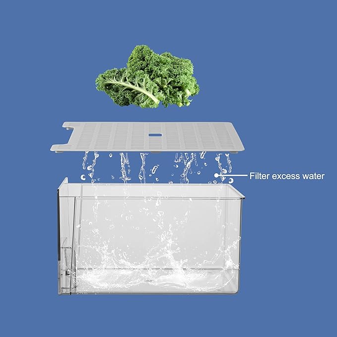 Pull Out Clear Fridge Organizer Drawers with Drainer, Refrigerator Stackable Storage Bins for Kitchen Fruit & Veggie Organization (Complete Set)