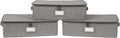 Covermates Keepsakes Zip-Top Storage Box Set, 3 Pack Heavy Duty Polyester Organizer Bins, Stackable Design, ID Window, Reinforced Handles, Closet Home Storage, Grey Heather