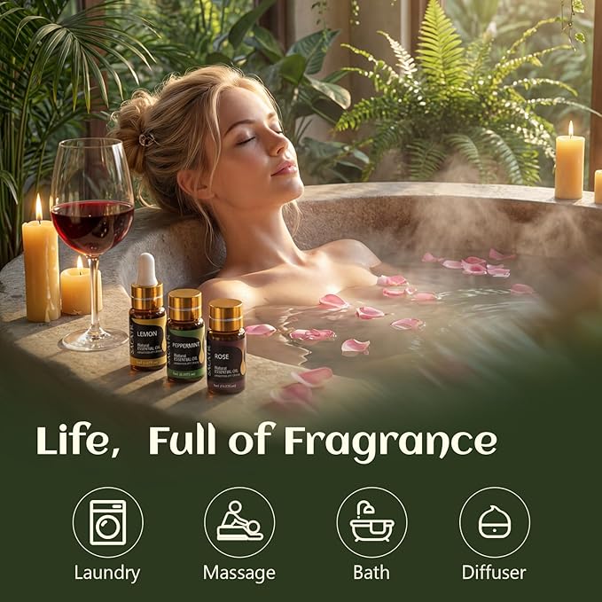 SACATR 50 Pcs Natural Essential Oil Set -Essential Oils Gift Set for Diffuser, Home Care, DIY Candle and Soap Making(50 * 5ML)